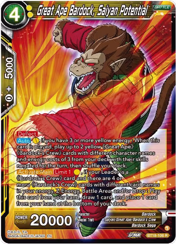Great Ape Bardock, Saiyan Potential (BT18-106), Dawn of the Z-Legends — DB Super card price
