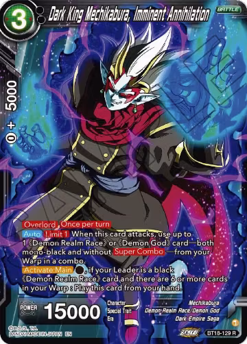 Dark King Mechikabura, Imminent Annihilation (BT18-129), Dawn of the Z-Legends — DB Super card price