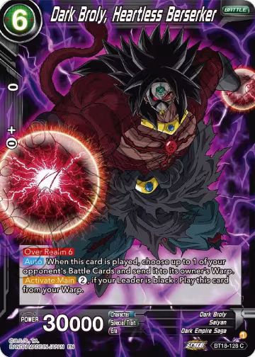 Dark Broly, Heartless Berserker (BT18-128), Dawn of the Z-Legends — DB Super card price