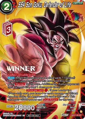 SS4 Son Goku, Defender of Life (ZENKAI Celebration Winner-Stamped) (SD17-02), Promotion Cards — DB Super card price