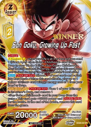 Son Goku, Growing Up Fast (ZENKAI Celebration Winner-Stamped) (SD20-02) — card price