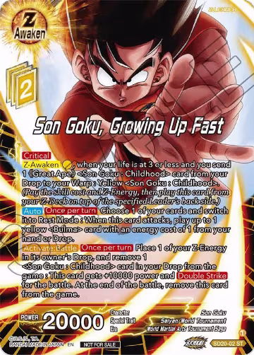 Son Goku, Growing Up Fast (ZENKAI Celebration Pack) (SD20-02), Promotion Cards — DB Super card price