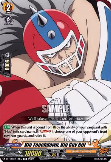 Big Touchdown, Big Guy Bill (D-TB03/114EN), D-TB03: Shaman King — Vanguard card price