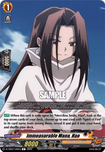 Immeasurable Mana, Hao (D-TB03/126EN), D-TB03: Shaman King — Vanguard card price