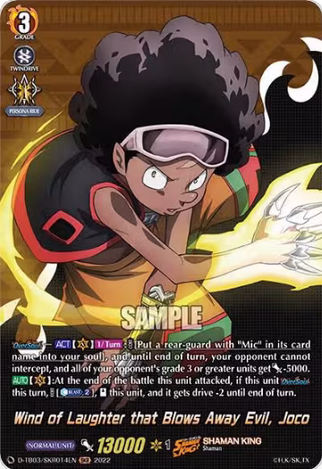 Wind of Laughter that Blows Away Evil, Joco (SKR) (D-TB03/SKR014EN), D-TB03: Shaman King — Vanguard card price