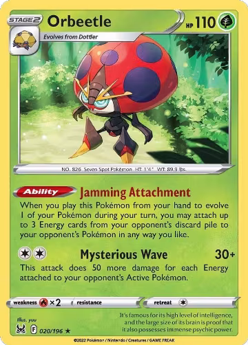 Orbeetle (020/196), Lost Origin — Pokémon card price