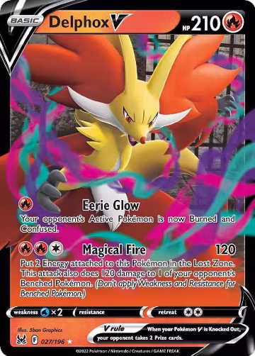 Delphox V (027/196), Lost Origin — Pokémon card price
