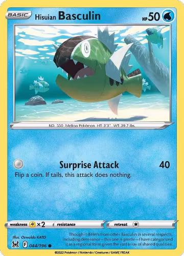 Hisuian Basculin (044/196), Lost Origin — Pokémon card price