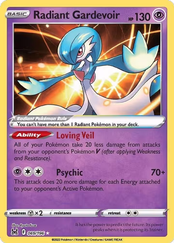 Radiant Gardevoir (069/196), Lost Origin — Pokémon card price