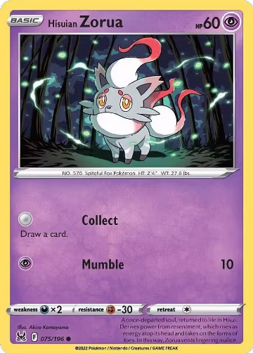 Hisuian Zorua (075/196), Lost Origin — Pokémon card price