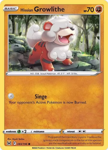 Hisuian Growlithe (083/196), Lost Origin — Pokémon card price
