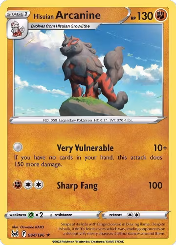 Hisuian Arcanine (084/196), Lost Origin — Pokémon card price