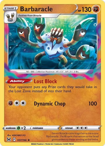 Barbaracle (107/196), Lost Origin — Pokémon card price