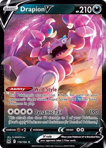 Drapion V (118/196), Lost Origin — Pokémon card price