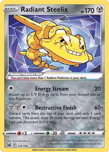 Radiant Steelix (124/196), Lost Origin — Pokémon card price