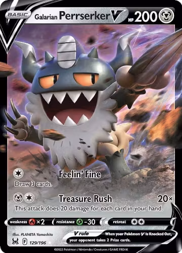 Galarian Perrserker V (129/196), Lost Origin — Pokémon card price
