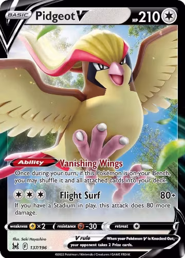 Pidgeot V (137/196), Lost Origin — Pokémon card price