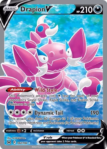 Drapion V (Full Art) (182/196), Lost Origin — Pokémon card price