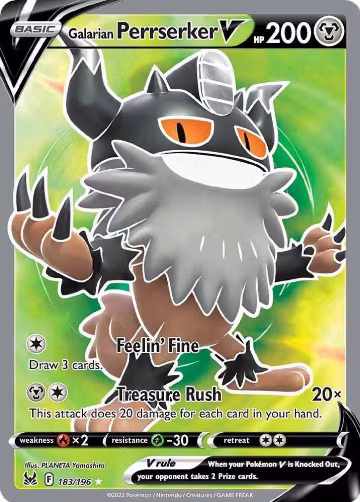 Galarian Perrserker V (Full Art) (183/196), Lost Origin — Pokémon card price