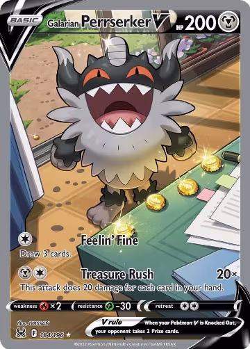 Galarian Perrserker V (Alternate Full Art) (184/196), Lost Origin — Pokémon card price