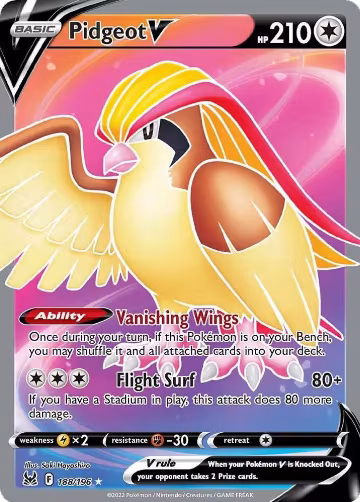 Pidgeot V (Full Art) (188/196), Lost Origin — Pokémon card price