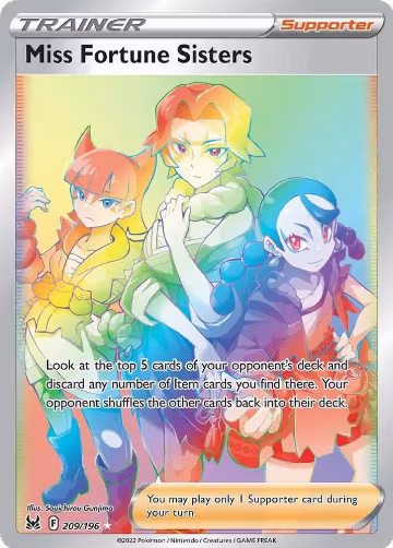 Miss Fortune Sisters (Secret) (209/196), Lost Origin — Pokémon card price