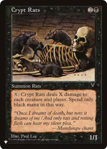 Crypt Rats, The List Reprints — Magic card price