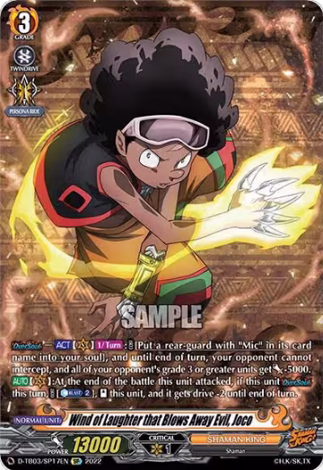 Wind of Laughter that Blows Away Evil, Joco (SP) (D-TB03/SP17EN), D-TB03: Shaman King — Vanguard card price