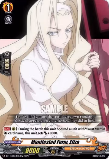 Manifested Form, Eliza (D-TTD03/009EN), D-TTD03: Shaman King — Vanguard card price