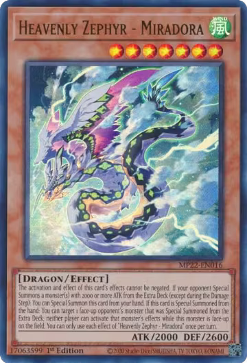 Heavenly Zephyr - Miradora (MP22-EN016), 2022 Tin of the Pharaoh's Gods — Yu-Gi-Oh! card price