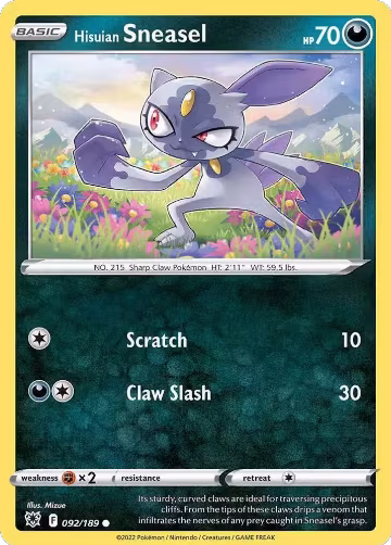Hisuian Sneasel - 092/189 (Cosmos Holo) (092/189), Deck Exclusives — Pokémon card price