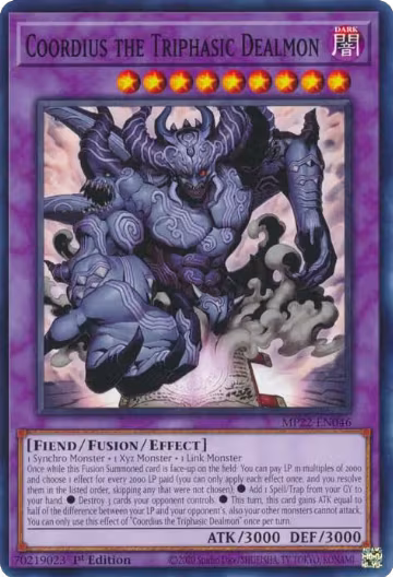 Coordius the Triphasic Dealmon (MP22-EN046), 2022 Tin of the Pharaoh's Gods — Yu-Gi-Oh! card price