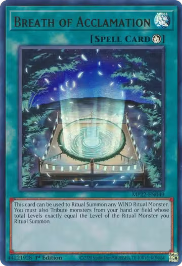 Breath of Acclamation (MP22-EN049), 2022 Tin of the Pharaoh's Gods — Yu-Gi-Oh! card price