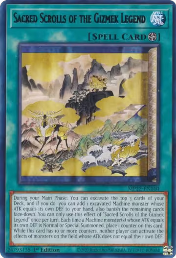 Sacred Scrolls of the Gizmek Legend (MP22-EN160), 2022 Tin of the Pharaoh's Gods — Yu-Gi-Oh! card price