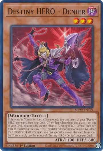 Destiny HERO - Denier (MP22-EN199), 2022 Tin of the Pharaoh's Gods — Yu-Gi-Oh! card price