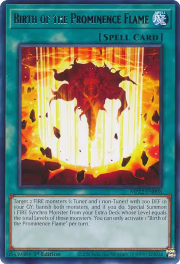 Birth of the Prominence Flame (MP22-EN098), 2022 Tin of the Pharaoh's Gods — Yu-Gi-Oh! card price