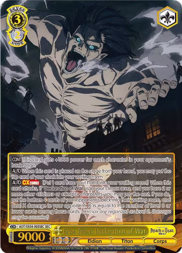 Eren Titan: Declaration of War (SEC) (AOT/SX04-003SEC SEC) — card price