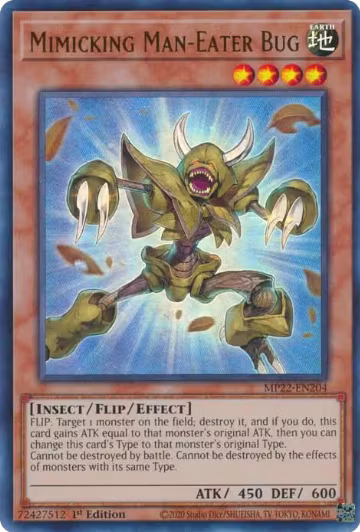 Mimicking Man-Eater Bug (MP22-EN204), 2022 Tin of the Pharaoh's Gods — Yu-Gi-Oh! card price
