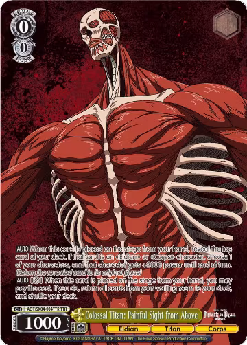 Colossal Titan: Painful Sight from Above (TTR) (AOT/SX04-004TTR TTR), Attack On Titan: Final Season — Weiß Schwarz card price