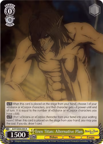 Eren Titan: Alternative Plan (AOT/SX04-005 R), Attack On Titan: Final Season — Weiß Schwarz card price