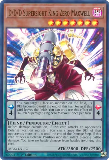 D/D/D Supersight King Zero Maxwell (MP22-EN112), 2022 Tin of the Pharaoh's Gods — Yu-Gi-Oh! card price