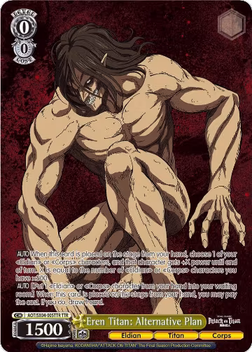 Eren Titan: Alternative Plan (TTR) (AOT/SX04-005TTR TTR), Attack On Titan: Final Season — Weiß Schwarz card price