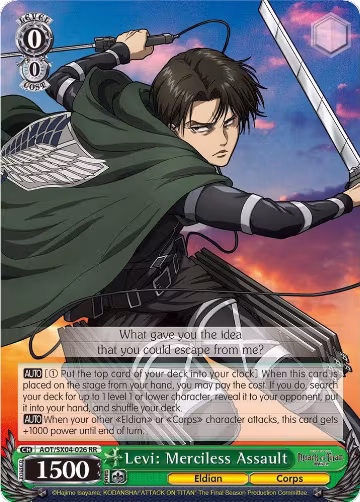 Levi: Merciless Assault (AOT/SX04-026 RR), Attack On Titan: Final Season — Weiß Schwarz card price