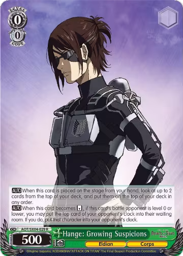 Hange: Growing Suspicions (AOT/SX04-029 R), Attack On Titan: Final Season — Weiß Schwarz card price