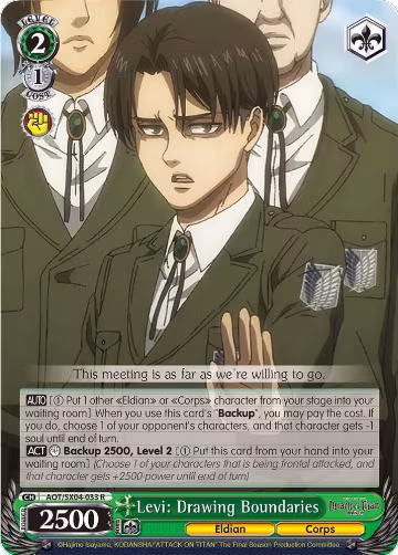 Levi: Drawing Boundaries (AOT/SX04-033 R), Attack On Titan: Final Season — Weiß Schwarz card price