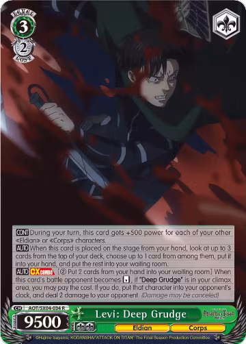 Levi: Deep Grudge (AOT/SX04-034 R), Attack On Titan: Final Season — Weiß Schwarz card price