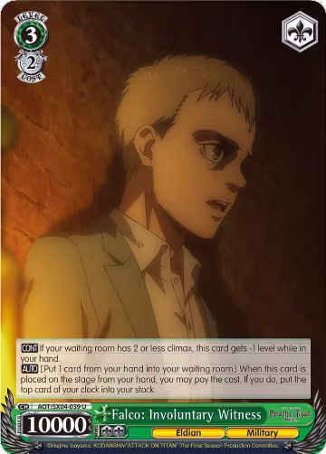 Falco: Involuntary Witness (AOT/SX04-039 U), Attack On Titan: Final Season — Weiß Schwarz card price