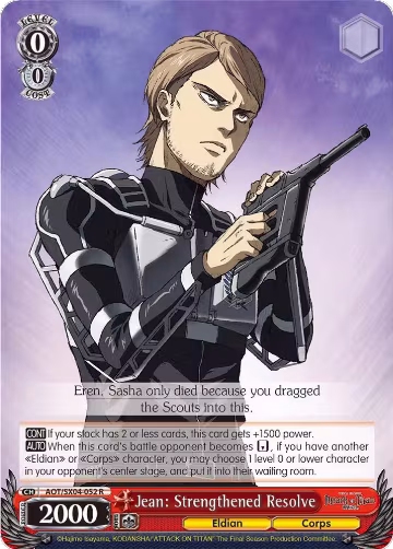 Jean: Strengthened Resolve (AOT/SX04-052 R), Attack On Titan: Final Season — Weiß Schwarz card price