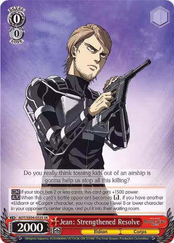 Jean: Strengthened Resolve (SR) (AOT/SX04-052S SR), Attack On Titan: Final Season — Weiß Schwarz card price