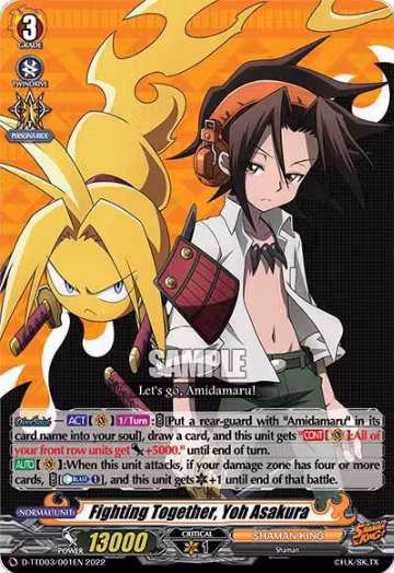 Fighting Together, Yoh Asakura (RRR Foil) (D-TTD03/001EN), D-TTD03: Shaman King — Vanguard card price